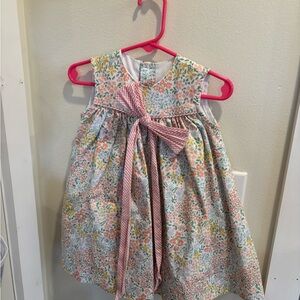Charming Floral Kids Dress with Pink Bow